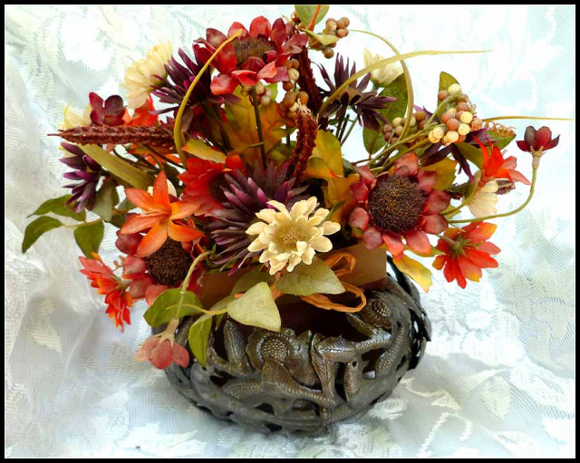 Metal Basket - Candle Holder - Haitian Recycled Steel Drum Art